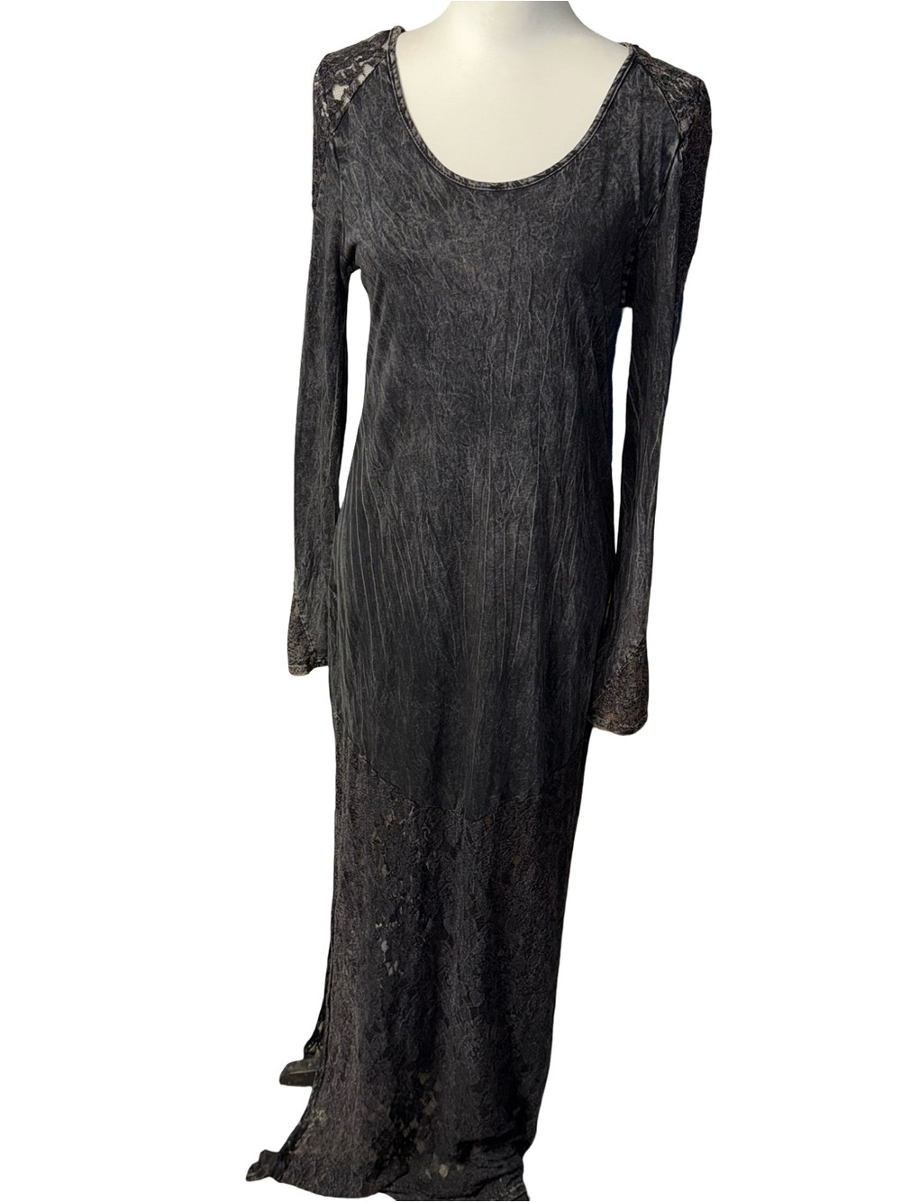 Gimmicks by BKE Buckle Lace Illusion Maxi Dress Sz Small whimsigoth acid wash